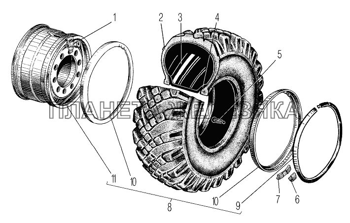 Колесо и шина УРАЛ-43204-1153-70