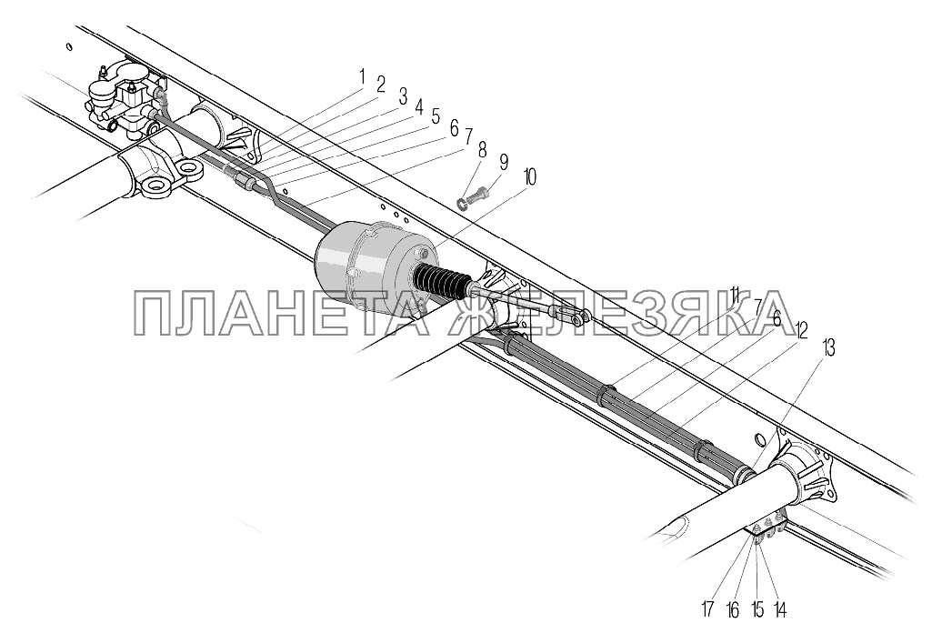 Пневмопривод стояночного тормоза УРАЛ-43204-1111-70