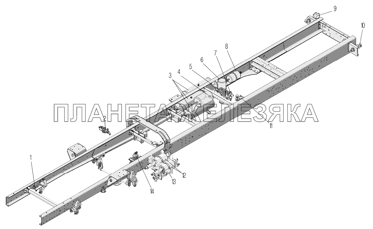 Установка агрегатов пневмогидравлического привода рабочих тормозов УРАЛ-4320-1958-70И