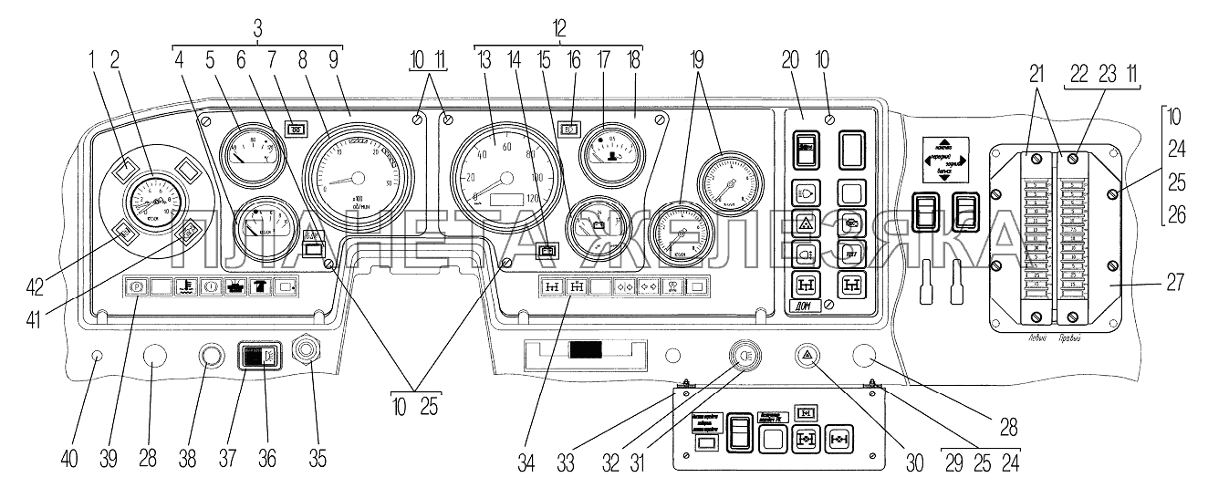 Панель приборов УРАЛ-4320-1958-70И