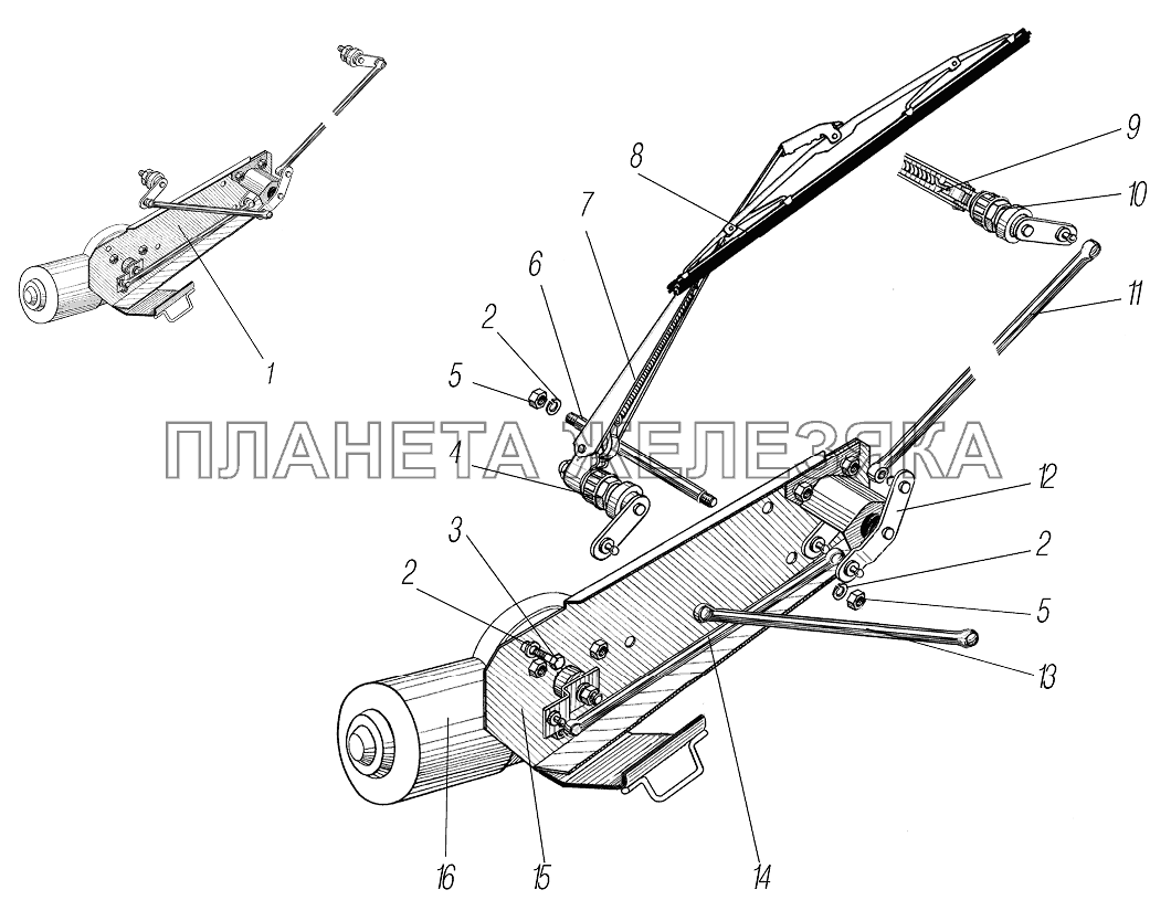 Стеклоочиститель и его привод УРАЛ-43204-1153-70