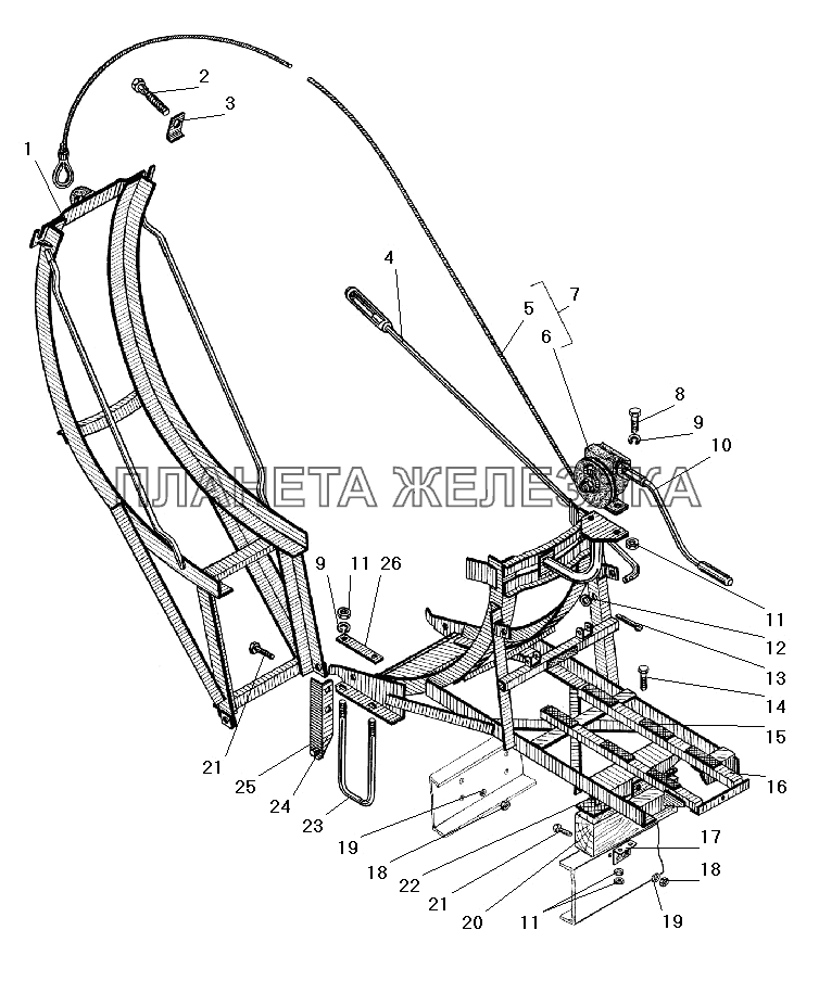 Вертикальный держатель запасного колеса УРАЛ-4320-41