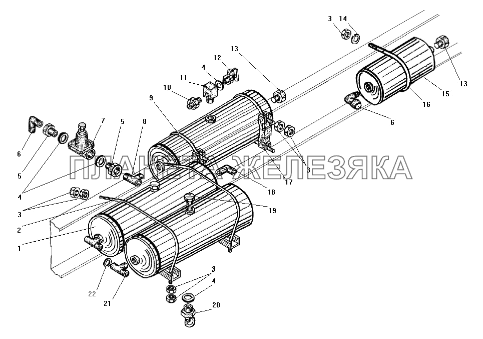 Установка воздушных баллонов без АБС УРАЛ-4320-41