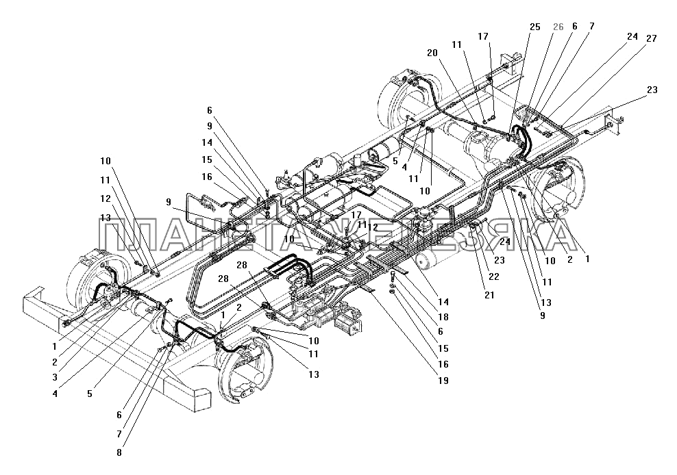 Крепление трубопроводов и шлангов УРАЛ-43206-41