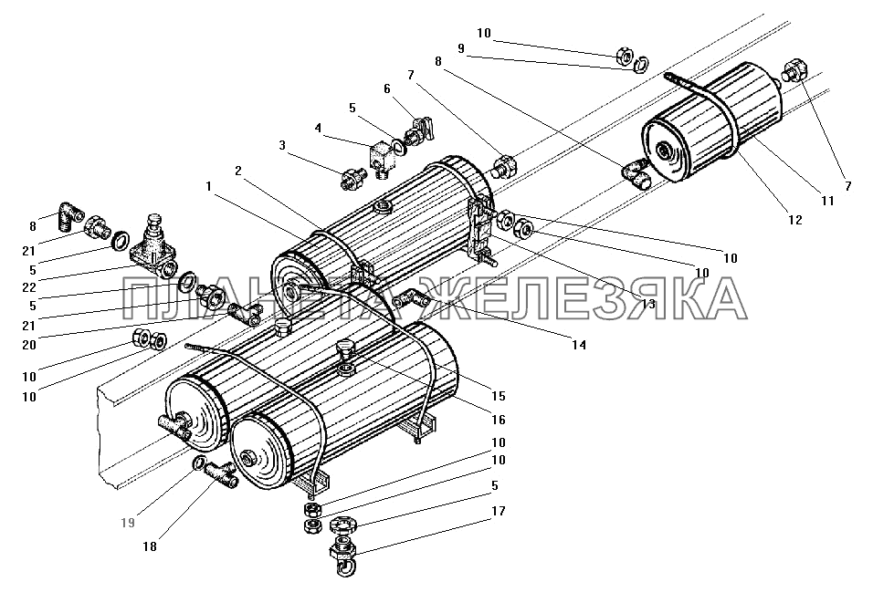 Установка воздушных баллонов без АБС. УРАЛ-43206-41