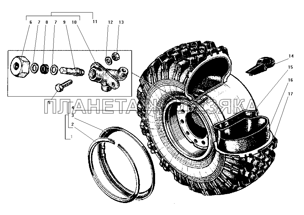 Колесо и шина УРАЛ-43206-41