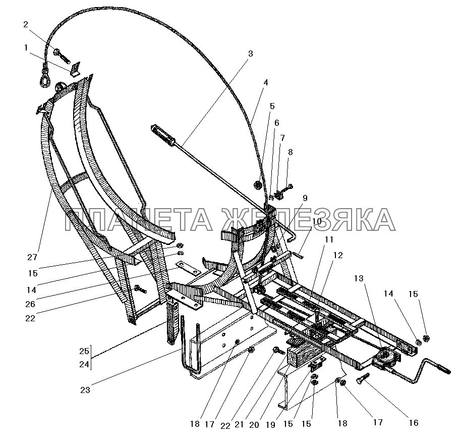 Вертикальный держатель запасного колеса УРАЛ-43206-41