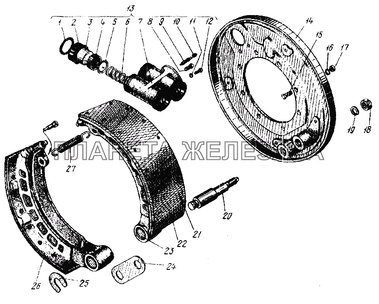 Тормоз рабочий УРАЛ-4420