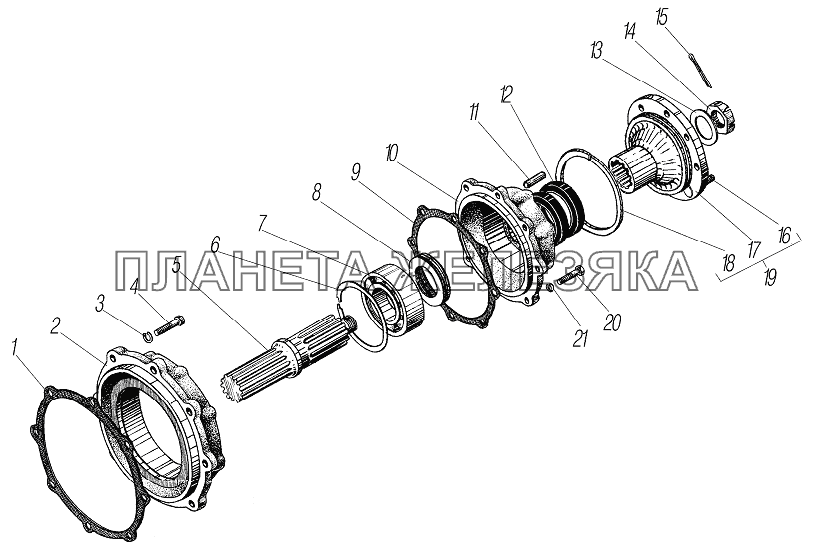 Вал привода задних мостов раздаточной коробки УРАЛ-44202-3511-80