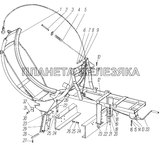 Вертикальный держатель запасного колеса УРАЛ-44202-3511-80