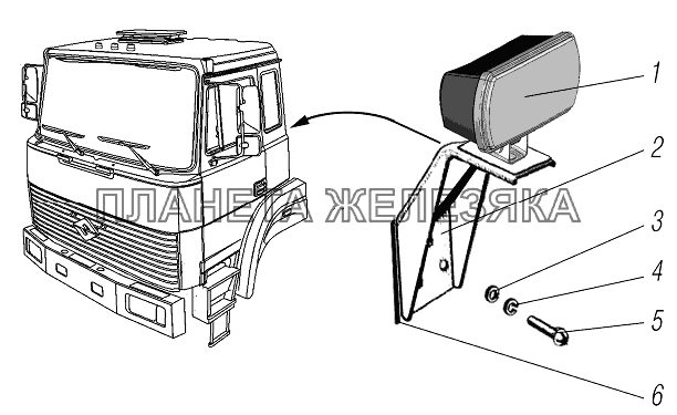 Установка фары-прожектора УРАЛ-44202-3511-80