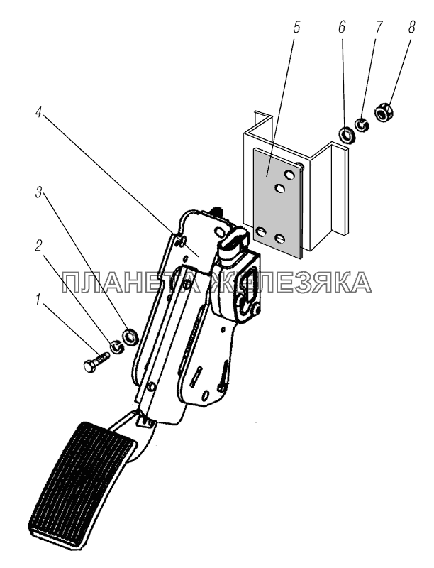 Установка педали акселератора УРАЛ-44202-3511-80М