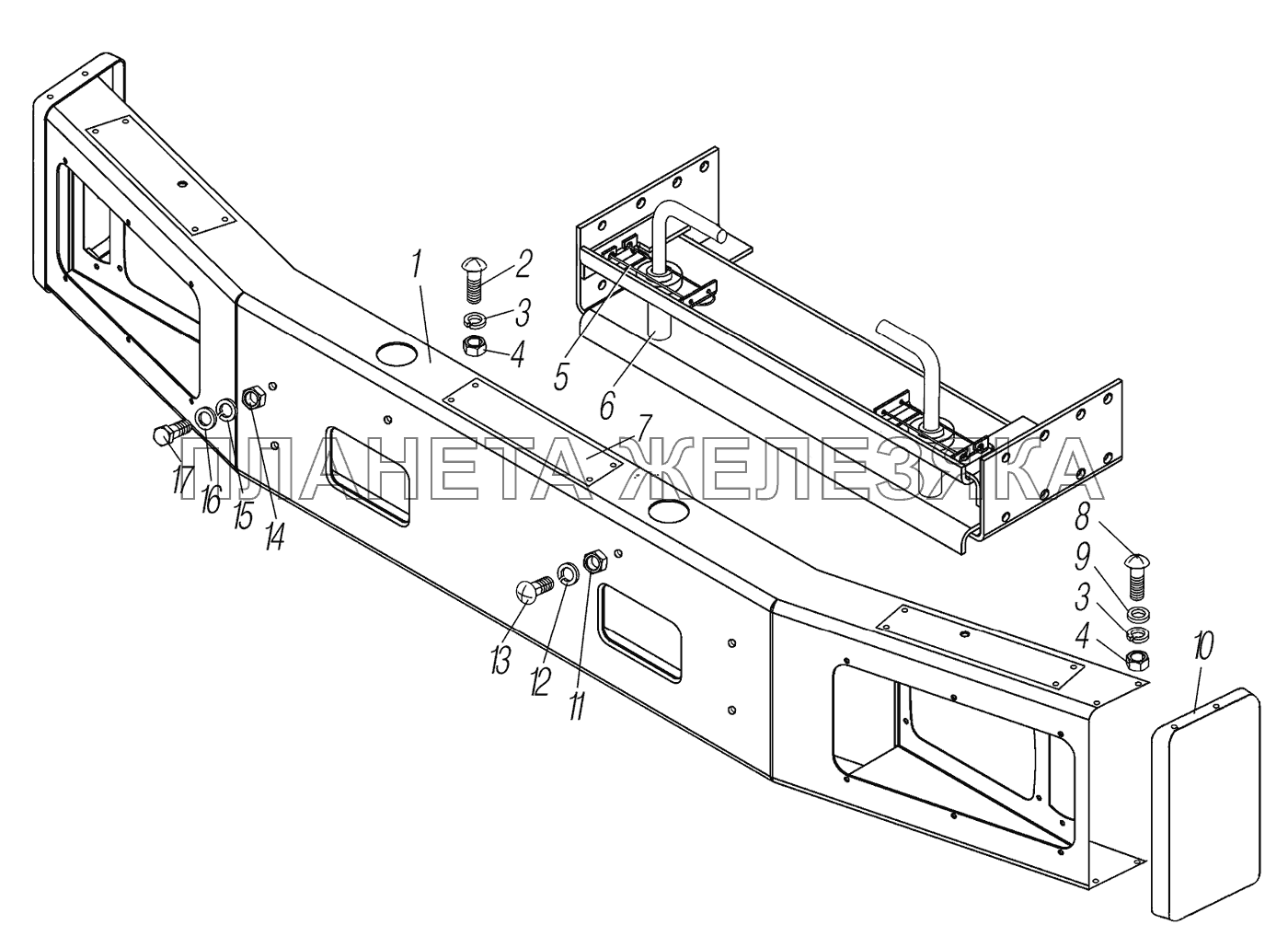 Установка переднего буфера УРАЛ-44202-3511-80М