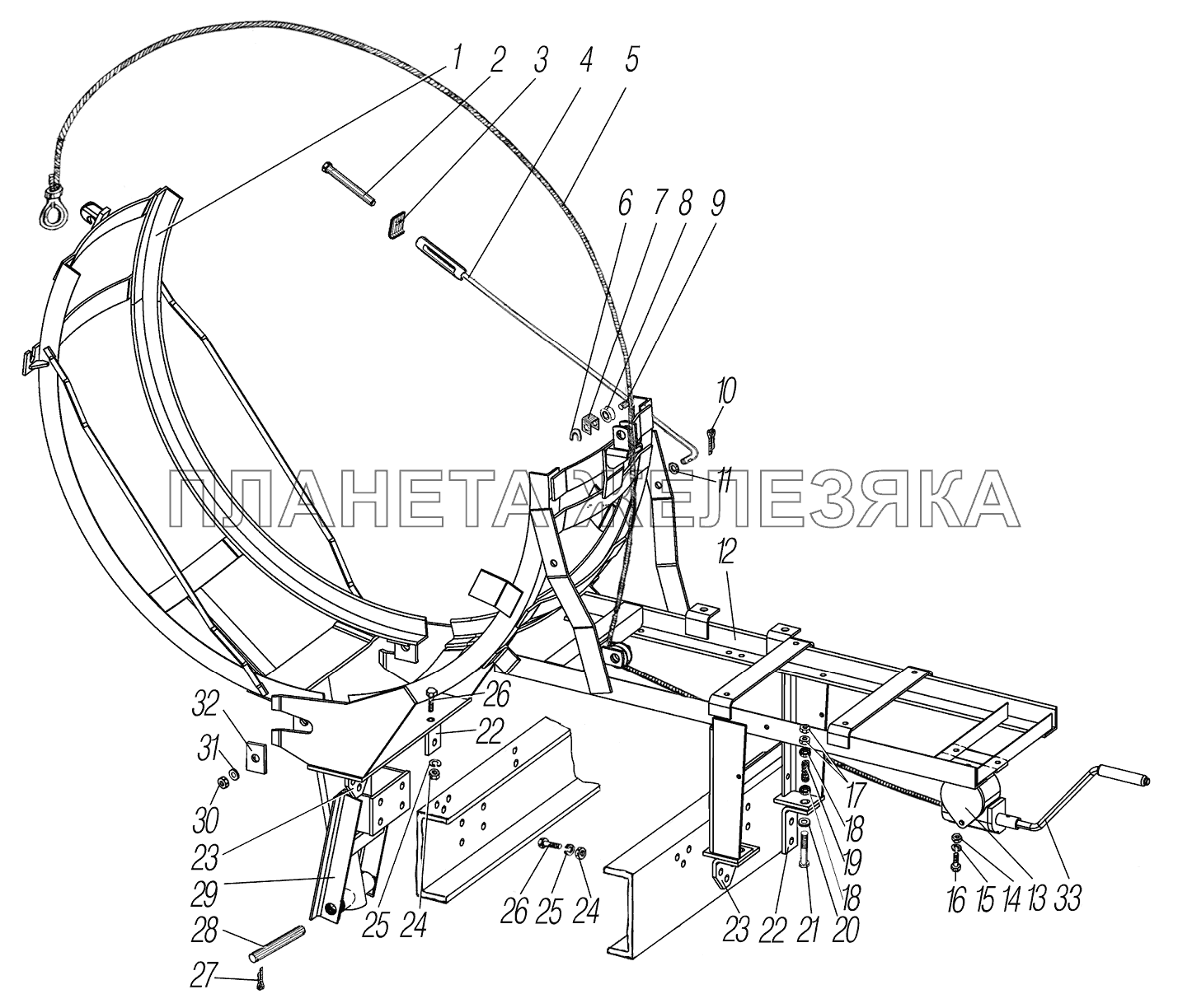 Вертикальный держатель запасного колеса УРАЛ-44202-3511-80М