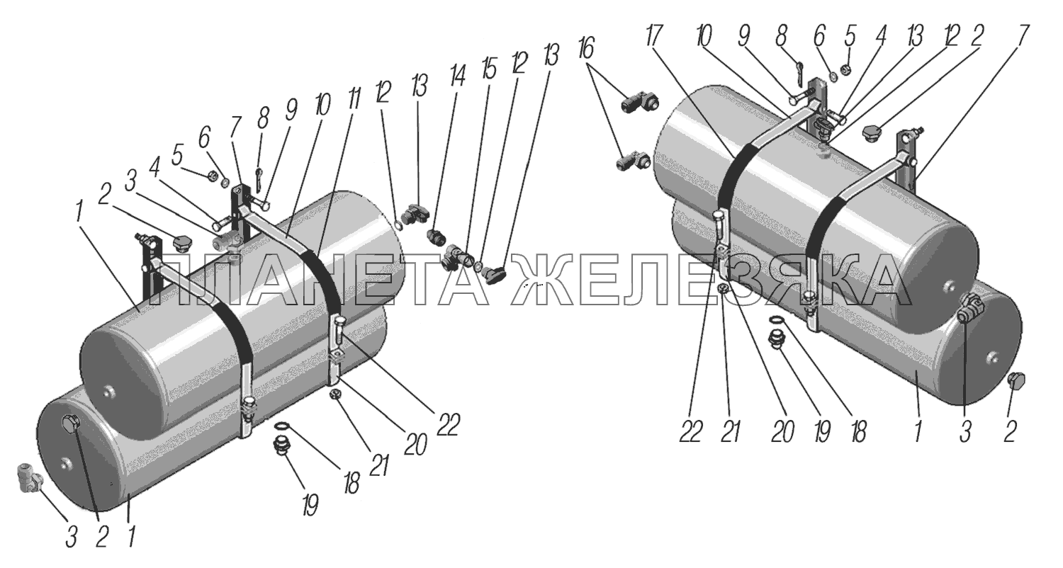 Установка воздушных баллонов УРАЛ-44202-3511-80М