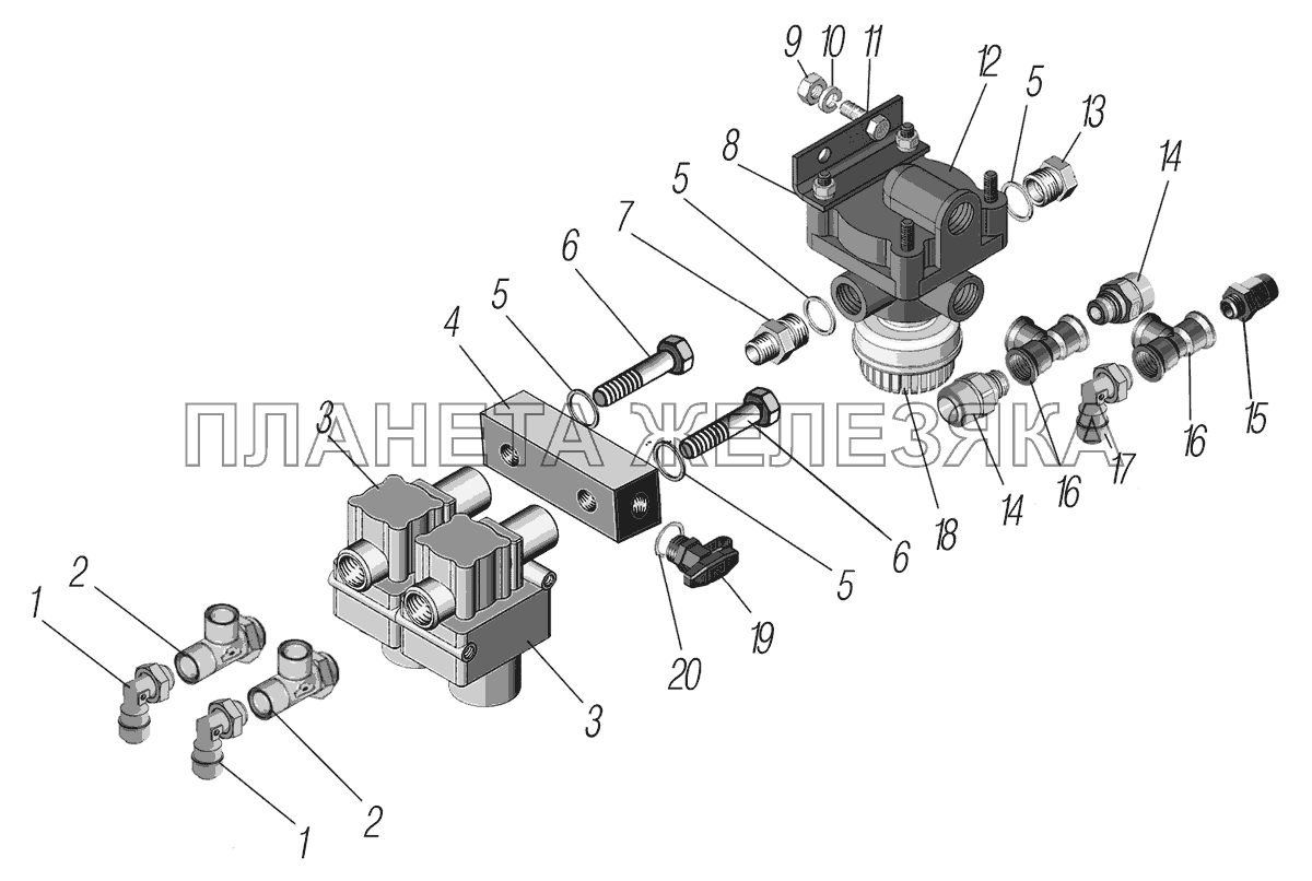 Установка клапана ускорительного с модуляторами УРАЛ-44202-3511-80М