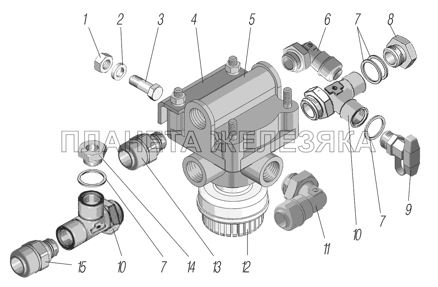 Установка ускорительного клапана стояночного тормоза УРАЛ-44202-3511-80М
