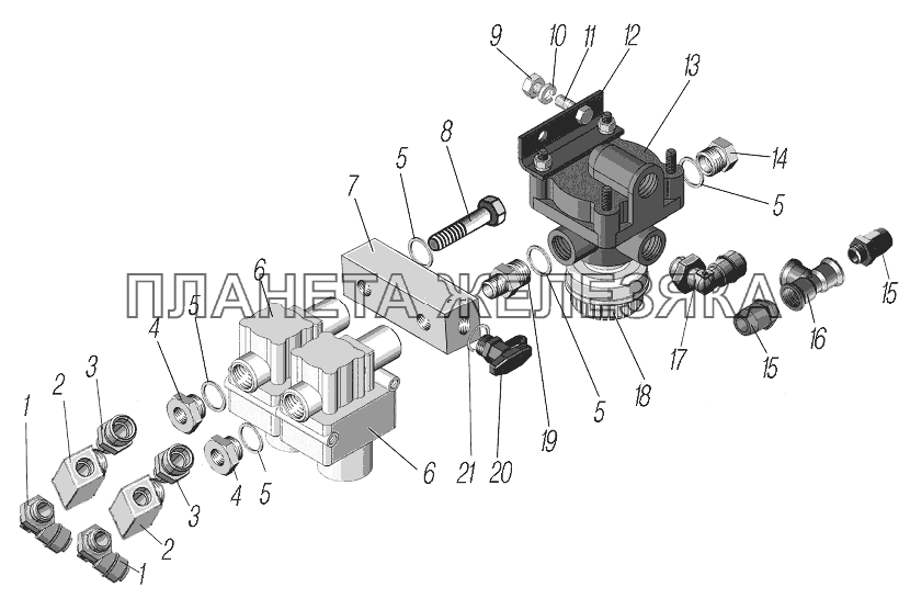 Установка клапана ускорительного с модуляторами УРАЛ-44202-3511-80