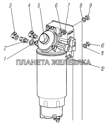 Установка фильтра грубой очистки топлива УРАЛ-44202-3511-80