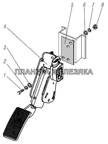 Установка педали акселератора УРАЛ-44202-3511-80