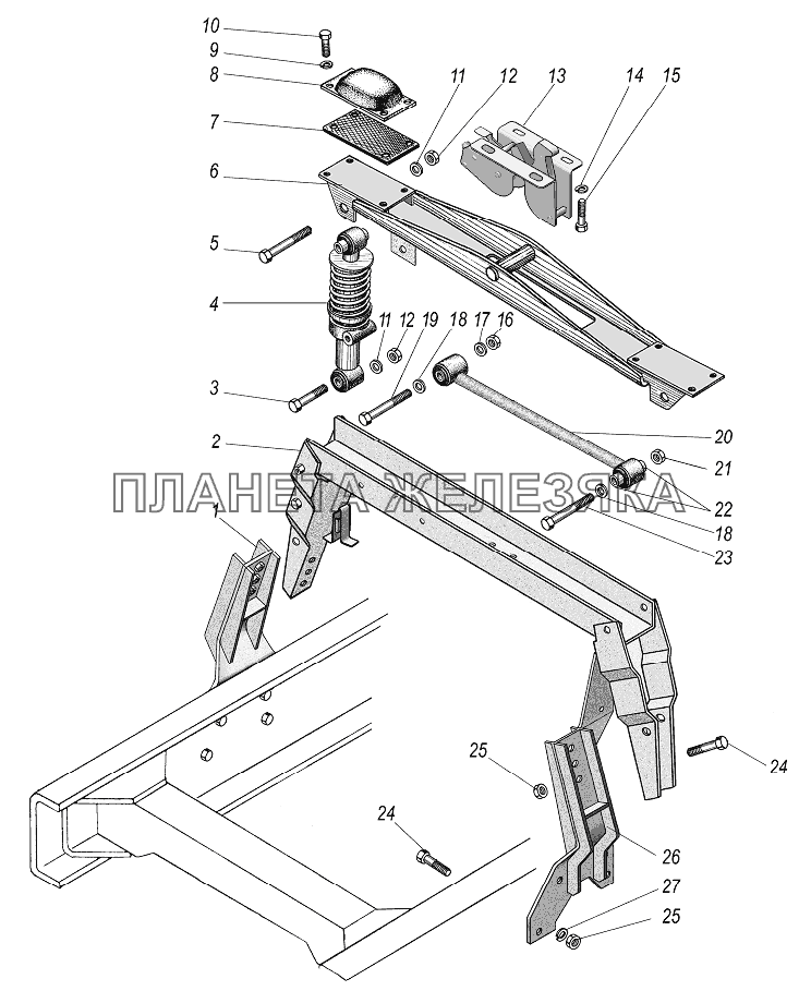 Опора кабины задняя УРАЛ-44202-3511-80