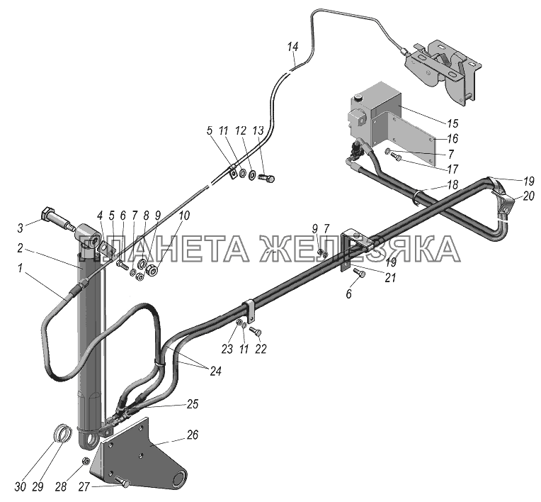 Механизм опрокидывания кабины УРАЛ-44202-3511-80