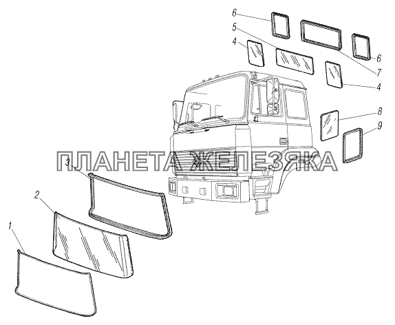 Стекла кабины УРАЛ-44202-3511-80