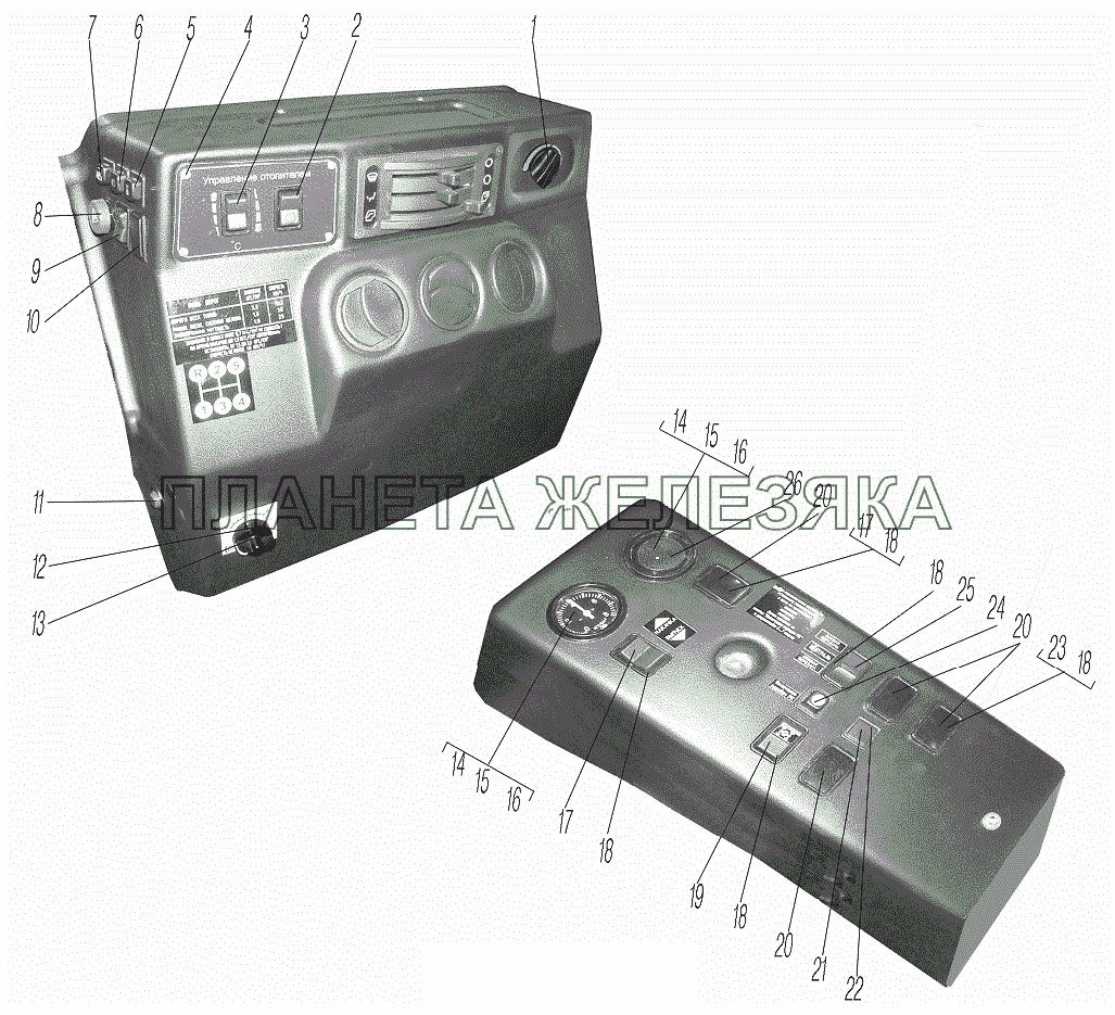 Щиток выключателей УРАЛ-4320-1951-58