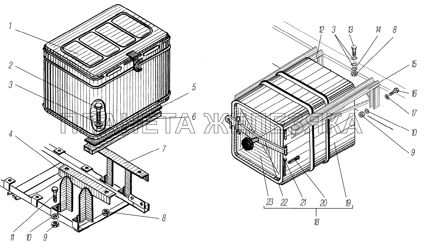 Установка инструментального ящика УРАЛ-4320-1151-59