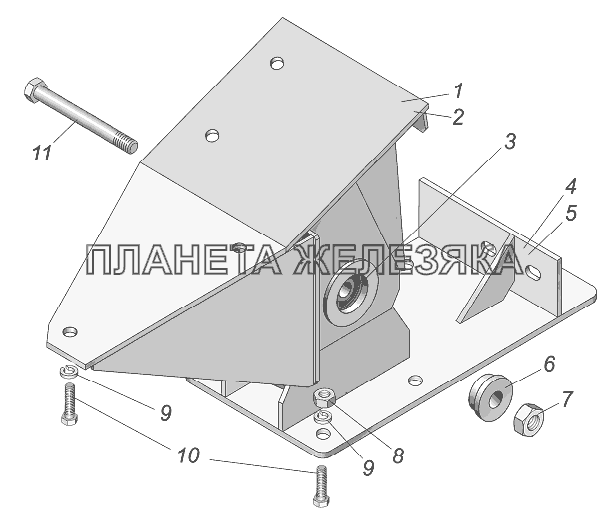 Установка передней подвески кабины УРАЛ-4320-1951-58