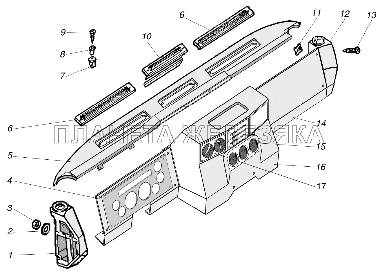 Установка панели приборов УРАЛ-4320-1951-58