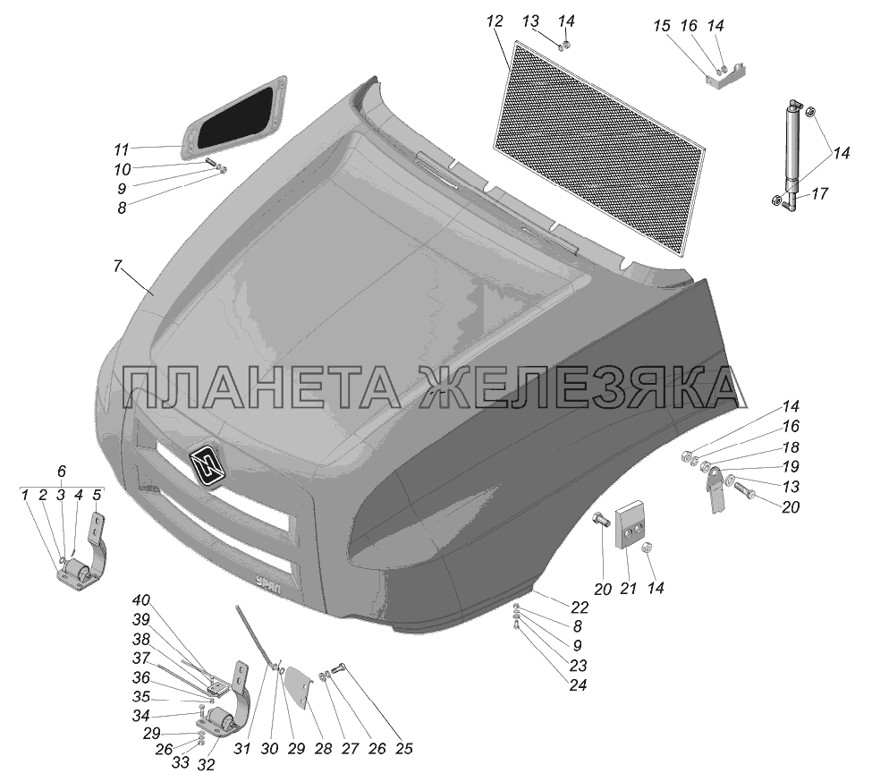 Капот с петлями УРАЛ-4320-0971-58