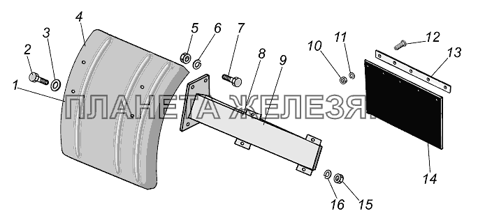 Установка брызговиков задних колес УРАЛ-4320-0971-58