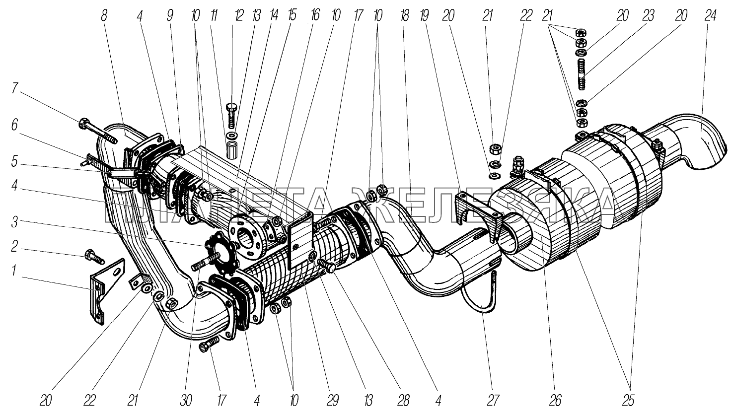 Cистема выпуска газов УРАЛ-4320-1951-58