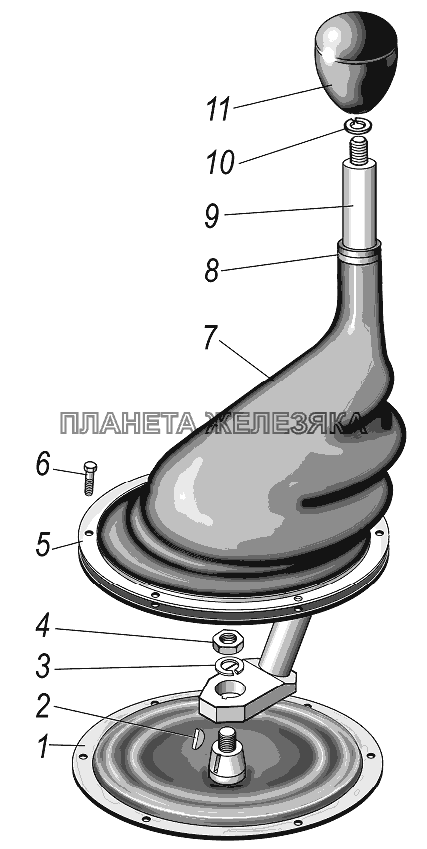 Установка рычага переключения передач УРАЛ-4320-1951-58