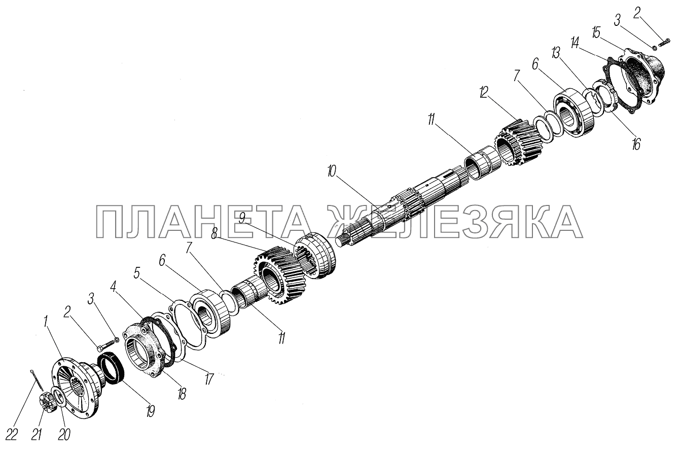 Первичный вал раздаточной коробки УРАЛ-44202-0511-58