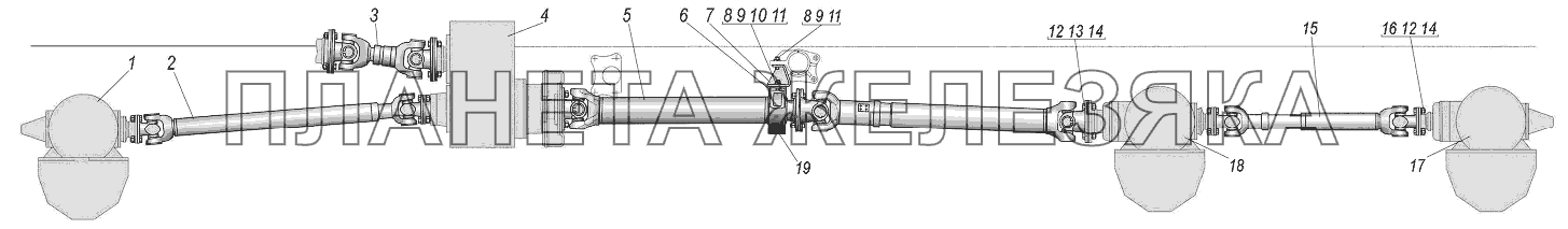 Карданная передача на шасси Урал 4320-1951-58 и автомобиль Урал 4320-0971-58 УРАЛ-44202-0511-58