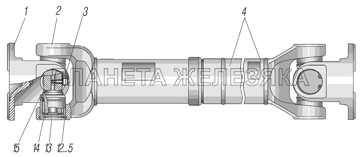 Вал карданный среднего моста УРАЛ-4320-0971-58