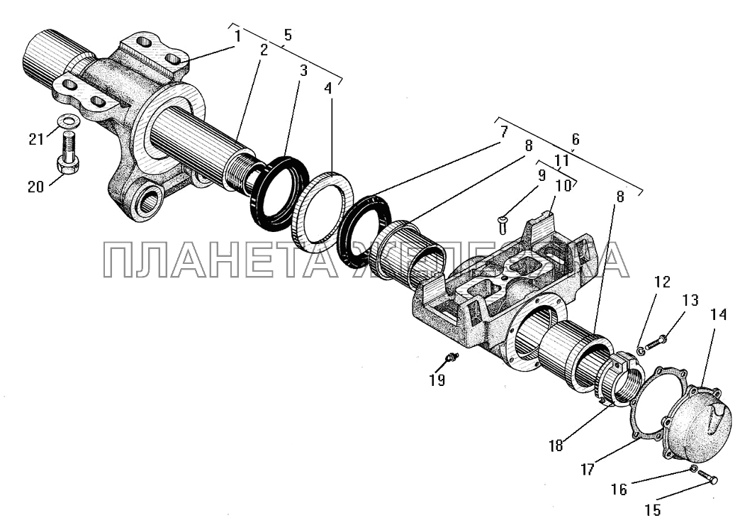 Ось задней балансирной подвески УРАЛ-4320-1951-58