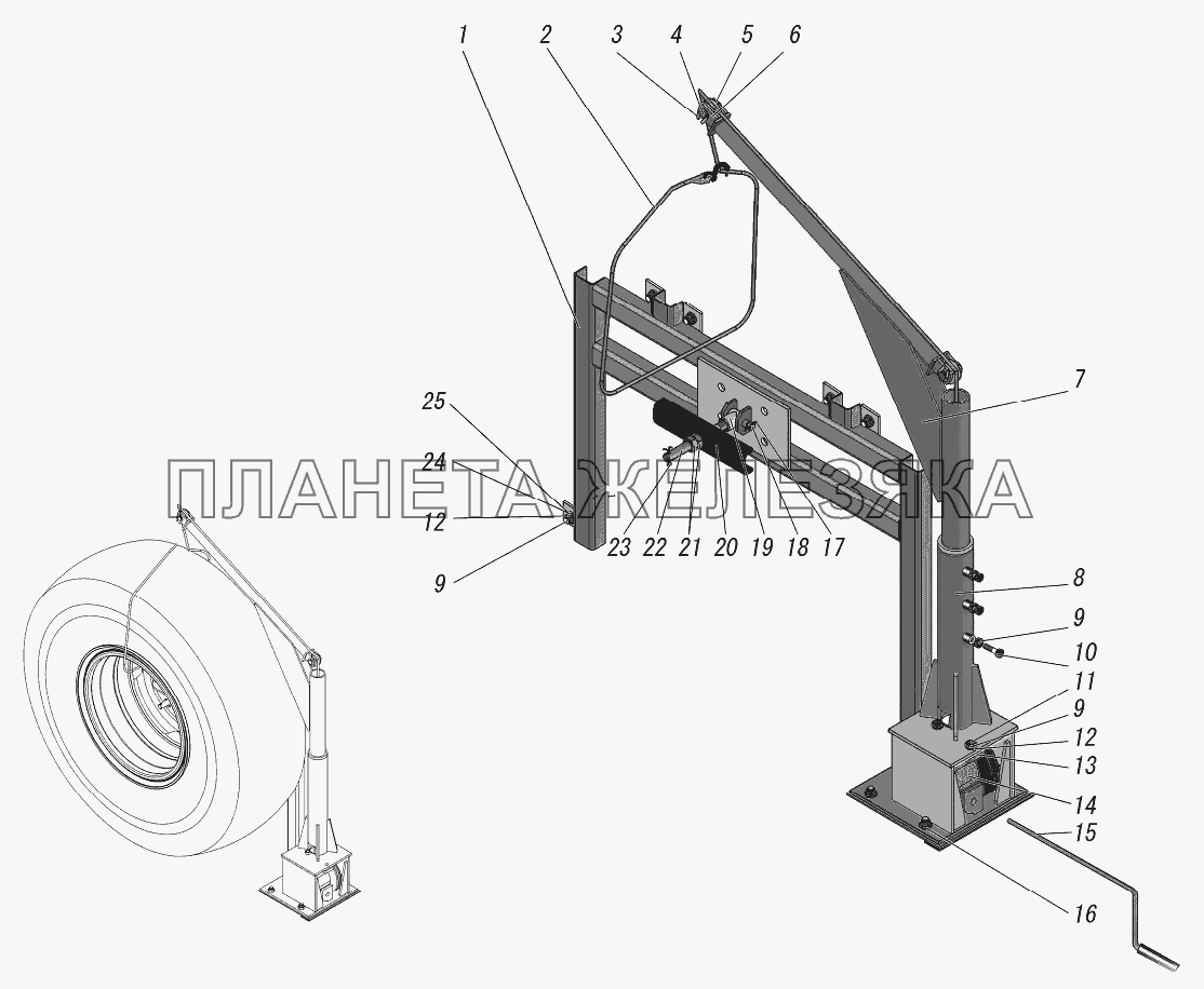 Установка держателя запасного колеса УРАЛ-4320-1151-59