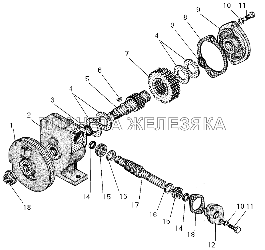 Редуктор подъема запасного колеса УРАЛ-4320-0971-58