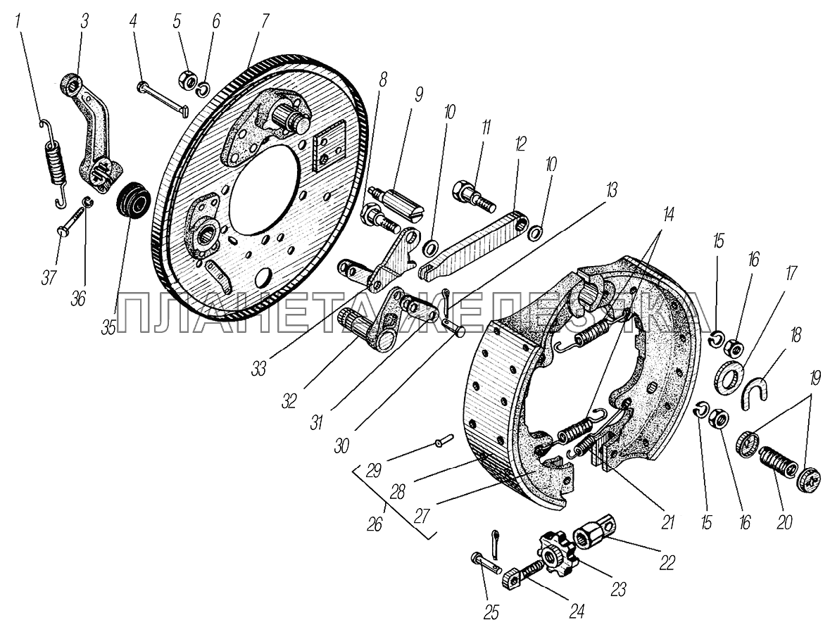 Cтояночный тормоз УРАЛ-4320-1951-58