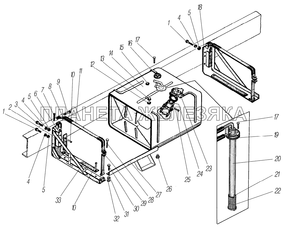 Установка топливных баков УРАЛ-4320-1951-58