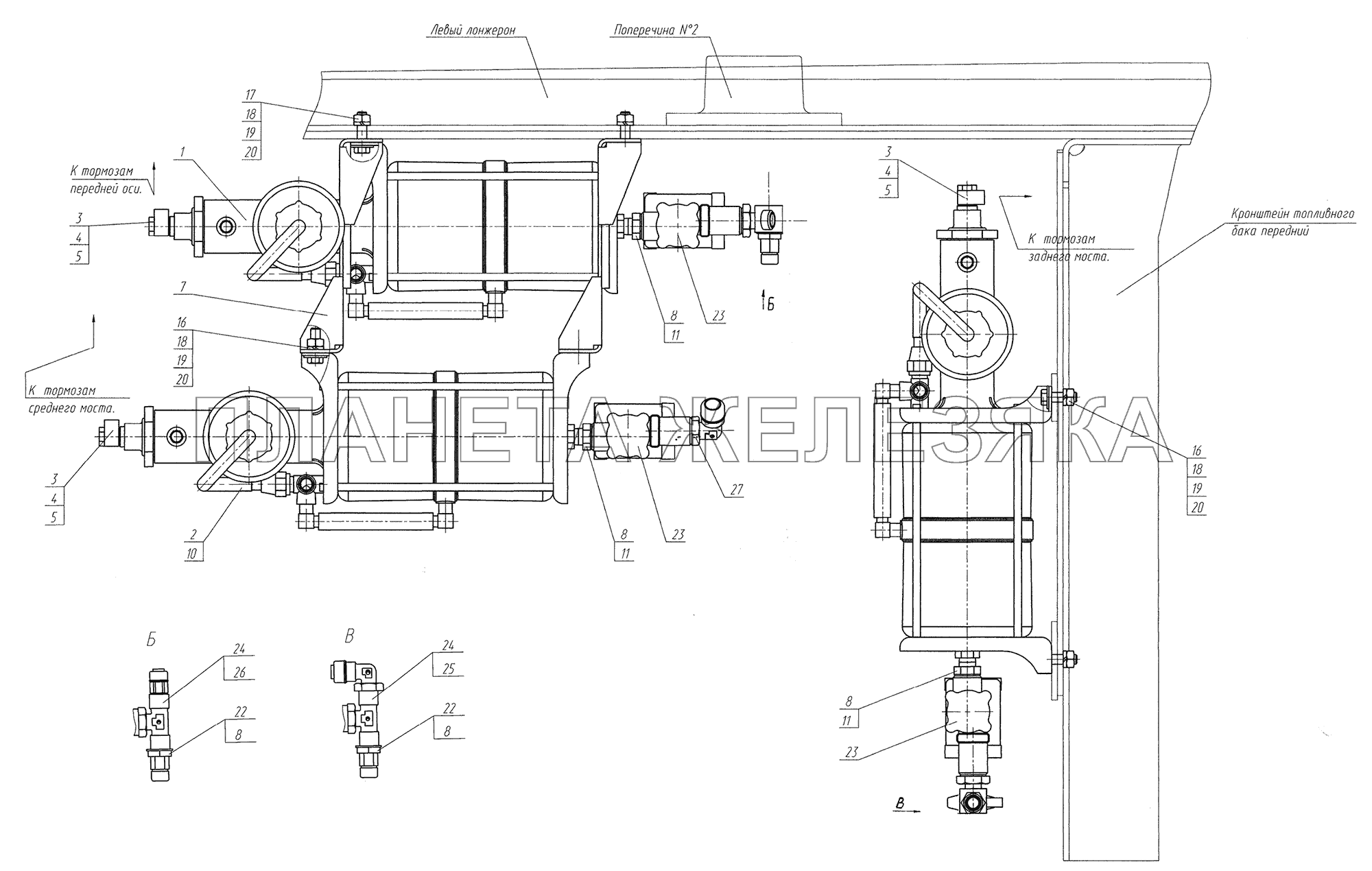 Установка пневмогидравлических усилителей тормозов УРАЛ-4320-1951-58