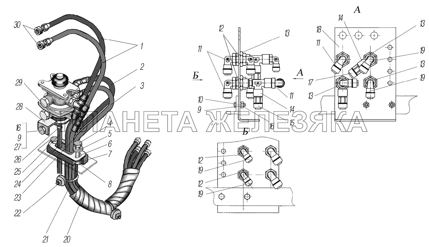 Установка пневмовыводов от тормозного крана УРАЛ-4320-1951-58