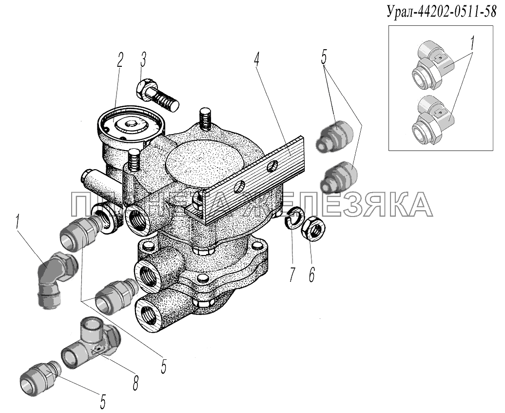 Установка клапана прицепа УРАЛ-4320-1951-58