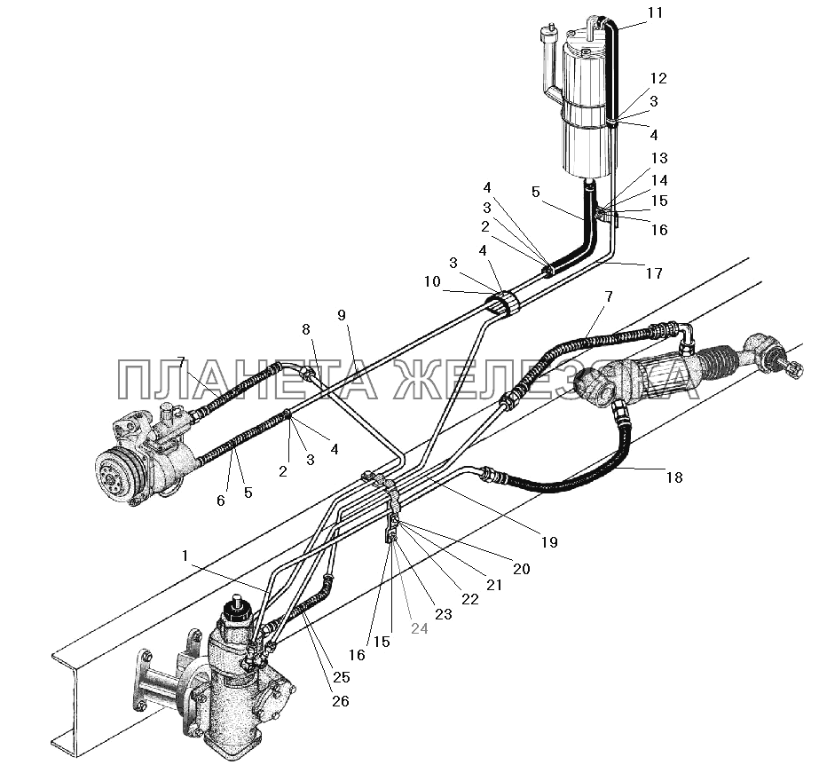 Гидравлическая система рулевого управления УРАЛ-532301