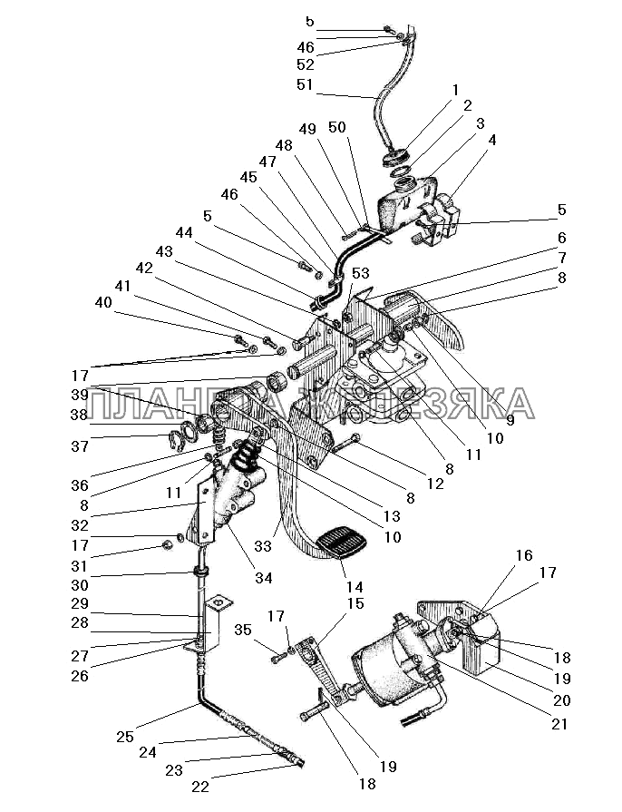 Привод педалей сцепления и тормоза УРАЛ-532301