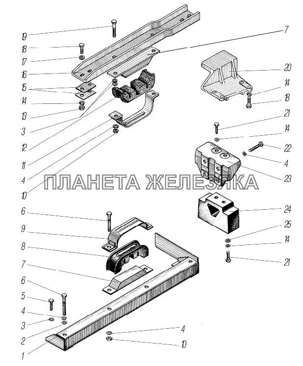 Подвеска двигателя для автомобилей с двигателем ЯМЗ-238Б УРАЛ-532361