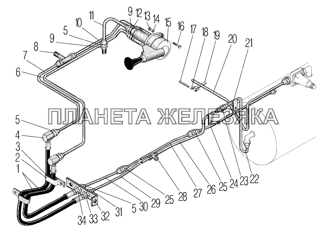 Пневмопривод стояночного тормоза УРАЛ-532361